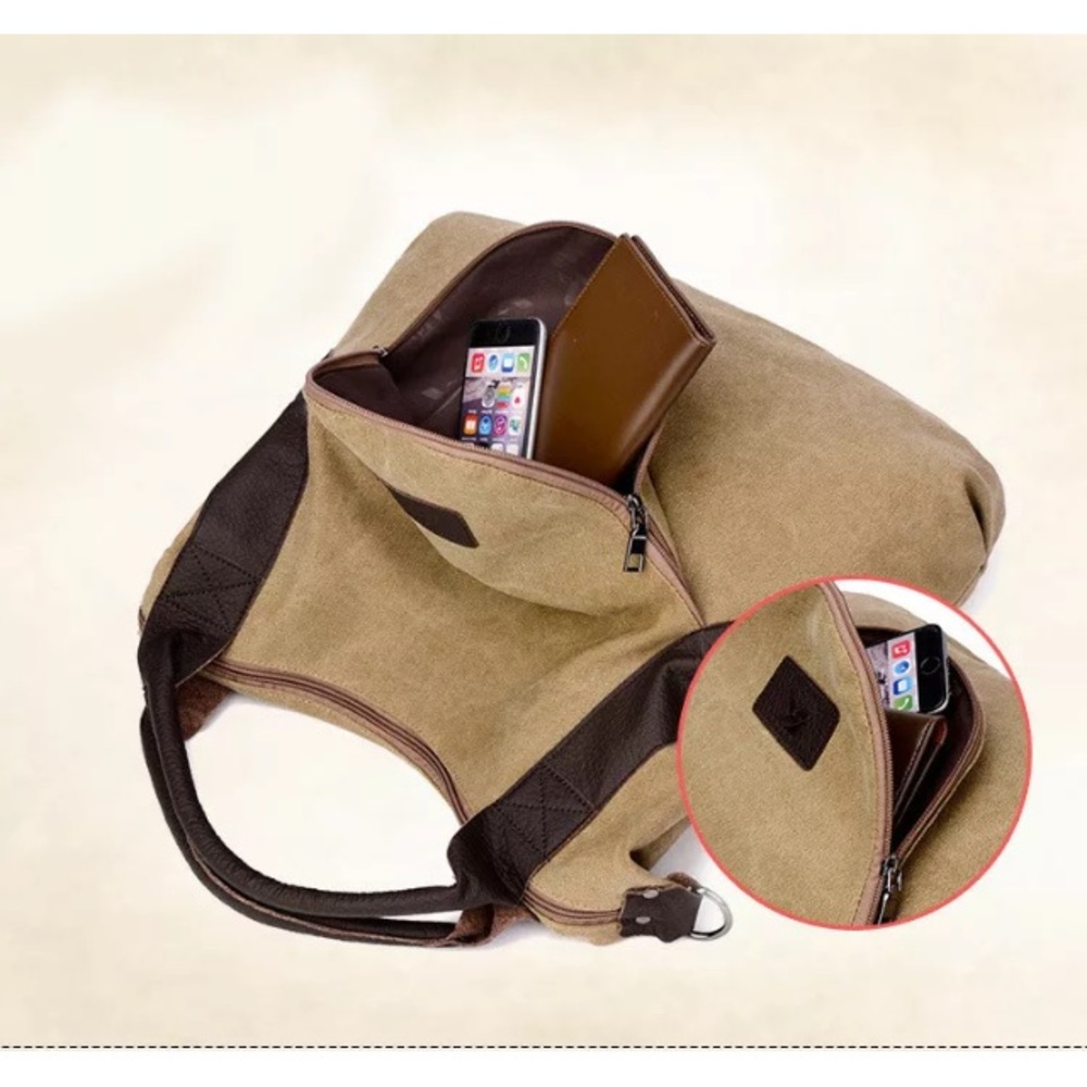 NWT Green canvas tote messenger bag - Picture 3 of 6